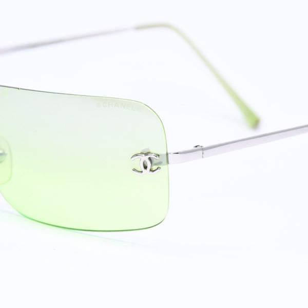 CHANEL シャネル リムレス サングラス アイウェア 4017 c.124/52 サイズ62□17 120 ココマーク グリーン 美品 中古 4a006792