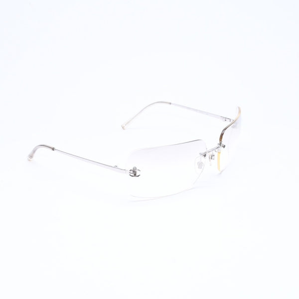 極美品 CHANEL シャネル リムレス サングラス アイウェア 4017 c.124/6I サイズ62□17 120 ココマーク シルバー グレー 中古 4a006793