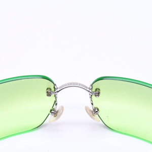 CHANEL シャネル リムレス サングラス アイウェア 4017 c.124/52 サイズ62□17 120 ココマーク グリーン 美品 中古 4a006792