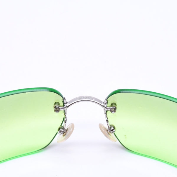 CHANEL シャネル リムレス サングラス アイウェア 4017 c.124/52 サイズ62□17 120 ココマーク グリーン 美品 中古 4a006792