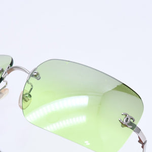 CHANEL シャネル リムレス サングラス アイウェア 4017 c.124/52 サイズ62□17 120 ココマーク グリーン 美品 中古 4a006792