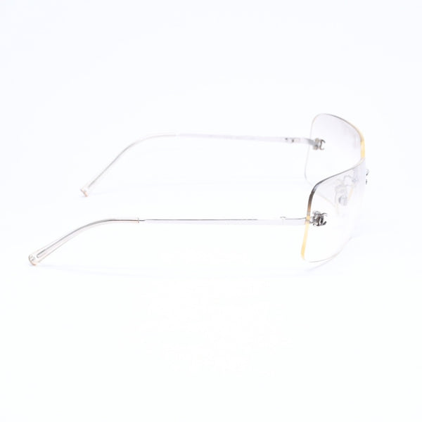 極美品 CHANEL シャネル リムレス サングラス アイウェア 4017 c.124/6I サイズ62□17 120 ココマーク シルバー グレー 中古 4a006793