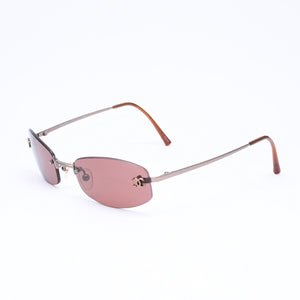 極美品 CHANEL シャネル リムレス サングラス アイウェア 4002 c.116/75 サイズ54□19 130 ココマーク ワインレッド ブラウン 中古 4a006809