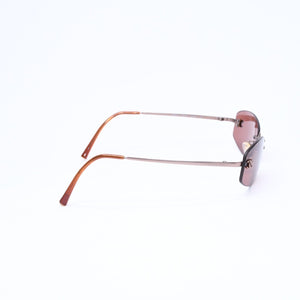 極美品 CHANEL シャネル リムレス サングラス アイウェア 4002 c.116/75 サイズ54□19 130 ココマーク ワインレッド ブラウン 中古 4a006809