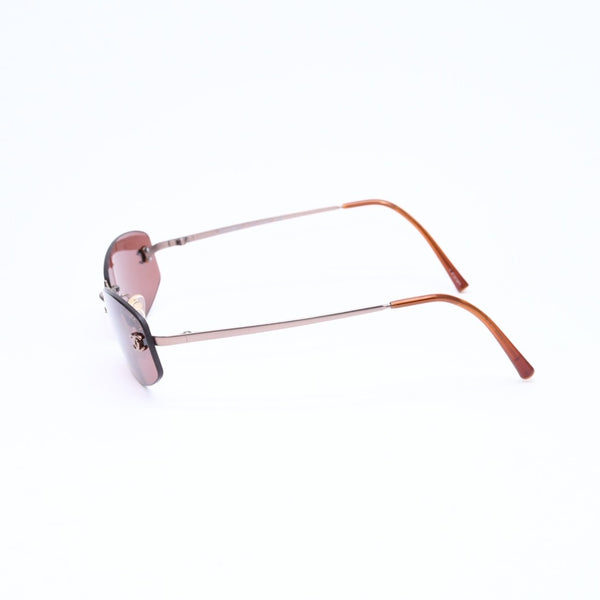 極美品 CHANEL シャネル リムレス サングラス アイウェア 4002 c.116/75 サイズ54□19 130 ココマーク ワインレッド ブラウン 中古 4a006809