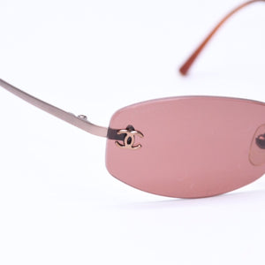 極美品 CHANEL シャネル リムレス サングラス アイウェア 4002 c.116/75 サイズ54□19 130 ココマーク ワインレッド ブラウン 中古 4a006809