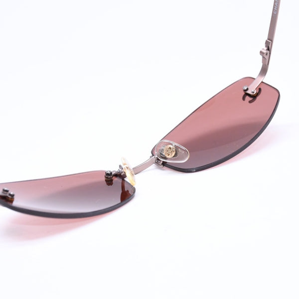極美品 CHANEL シャネル リムレス サングラス アイウェア 4002 c.116/75 サイズ54□19 130 ココマーク ワインレッド ブラウン 中古 4a006809