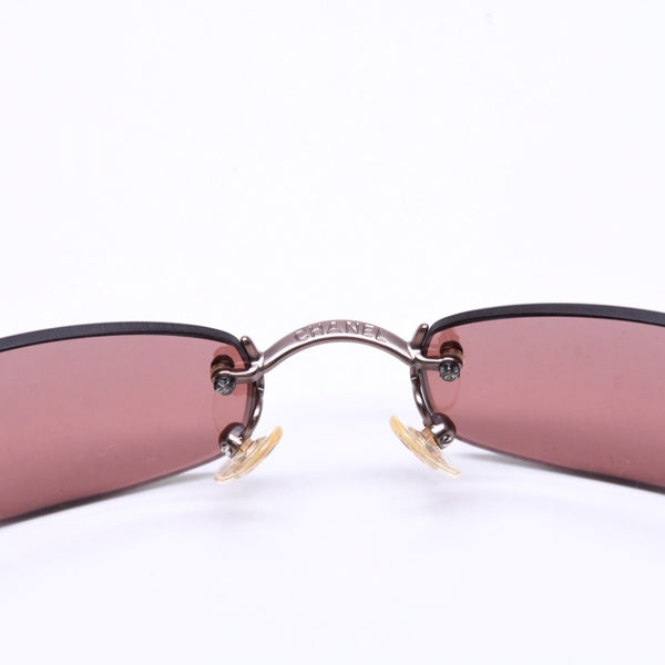 極美品 CHANEL シャネル リムレス サングラス アイウェア 4002 c.116/75 サイズ54□19 130 ココマーク ワインレッド ブラウン 中古 4a006809