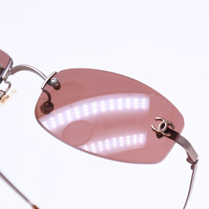 極美品 CHANEL シャネル リムレス サングラス アイウェア 4002 c.116/75 サイズ54□19 130 ココマーク ワインレッド ブラウン 中古 4a006809