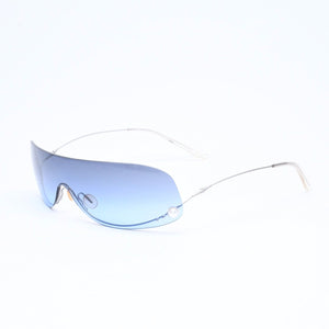 極美品 CHANEL シャネル シールド サングラス アイウェア 4054-H c.103/8F 125 ココマーク フェイクパール ブルー 中古 4a006787