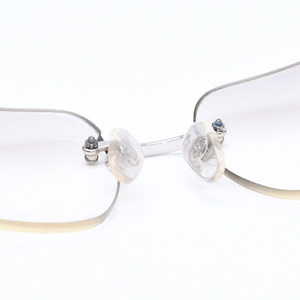 極美品 CHANEL シャネル リムレス サングラス アイウェア 4017 c.124/6I サイズ62□17 120 ココマーク シルバー グレー 中古 4a006793