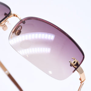 極美品 CHANEL シャネル ハーフリム サングラス 4113 c.292/13 サイズ65□15 120 ココマーク ブラウン ゴールド 中古 4a006797