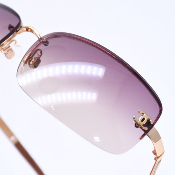 極美品 CHANEL シャネル ハーフリム サングラス 4113 c.292/13 サイズ65□15 120 ココマーク ブラウン ゴールド 中古 4a006797