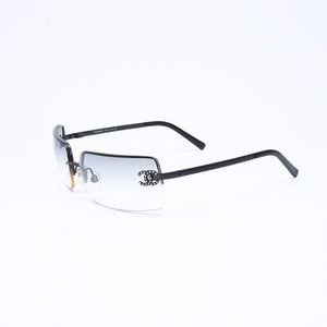 CHANEL シャネル ハーフリム サングラス アイウェア 4104-B c101/8G サイズ62□15 120 ココマーク ラインストーン 美品 中古 4a006786