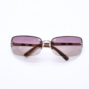極美品 CHANEL シャネル ハーフリム サングラス 4113 c.292/13 サイズ65□15 120 ココマーク ブラウン ゴールド 中古 4a006797