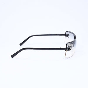 CHANEL シャネル ハーフリム サングラス アイウェア 4104-B c101/8G サイズ62□15 120 ココマーク ラインストーン 美品 中古 4a006786