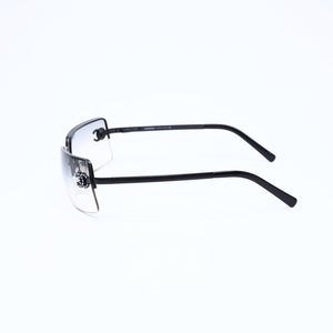 CHANEL シャネル ハーフリム サングラス アイウェア 4104-B c101/8G サイズ62□15 120 ココマーク ラインストーン 美品 中古 4a006786