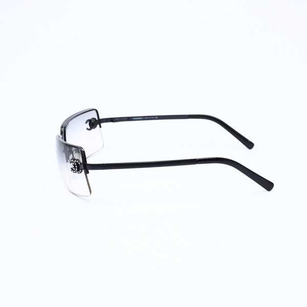 CHANEL シャネル ハーフリム サングラス アイウェア 4104-B c101/8G サイズ62□15 120 ココマーク ラインストーン 美品 中古 4a006786