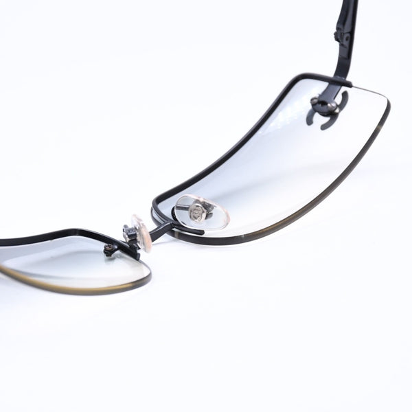 CHANEL シャネル ハーフリム サングラス アイウェア 4104-B c101/8G サイズ62□15 120 ココマーク ラインストーン 美品 中古 4a006786