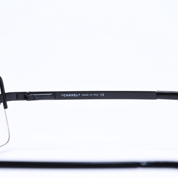 CHANEL シャネル ハーフリム サングラス アイウェア 4104-B c101/8G サイズ62□15 120 ココマーク ラインストーン 美品 中古 4a006786