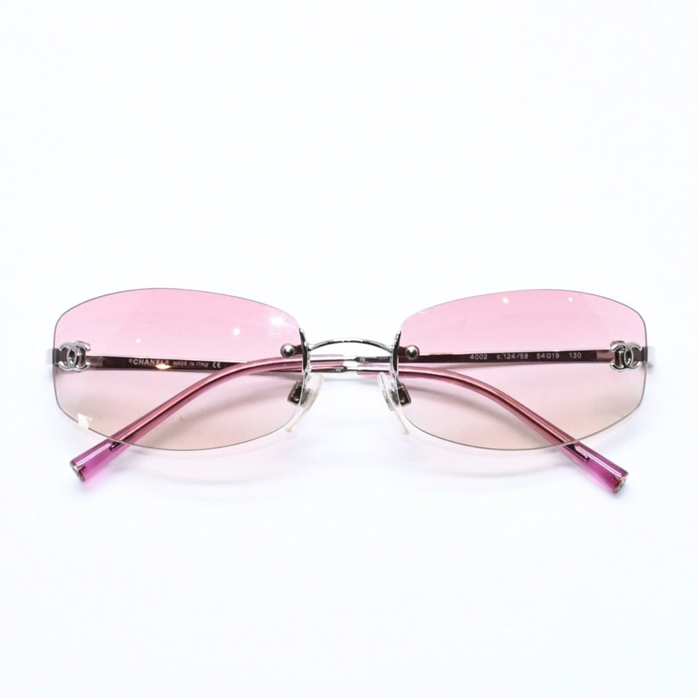 CHANEL シャネル リムレス サングラス アイウェア 4002 c.124/58 サイズ57□19 130 ココマーク ピンク グラデーション 美品 中古 4a006812