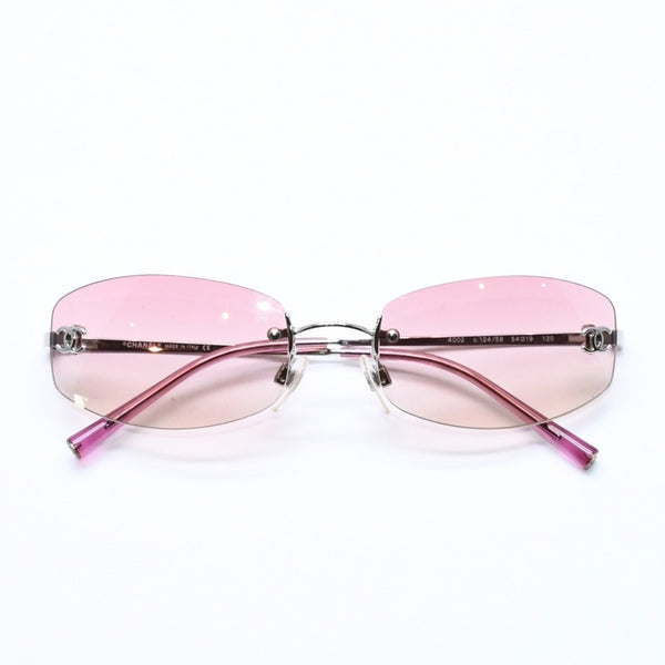CHANEL シャネル リムレス サングラス アイウェア 4002 c.124/58 サイズ57□19 130 ココマーク ピンク グラデーション 美品 中古 4a006812