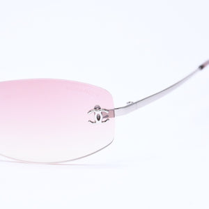 CHANEL シャネル リムレス サングラス アイウェア 4002 c.124/58 サイズ57□19 130 ココマーク ピンク グラデーション 美品 中古 4a006812