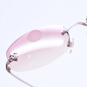 CHANEL シャネル リムレス サングラス アイウェア 4002 c.124/58 サイズ57□19 130 ココマーク ピンク グラデーション 美品 中古 4a006812