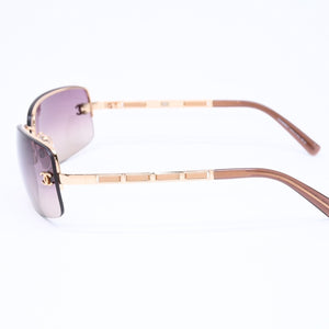 極美品 CHANEL シャネル ハーフリム サングラス 4113 c.292/13 サイズ65□15 120 ココマーク ブラウン ゴールド 中古 4a006797