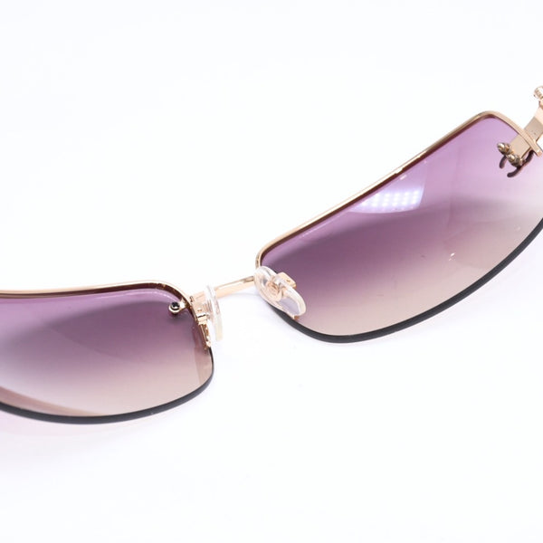 極美品 CHANEL シャネル ハーフリム サングラス 4113 c.292/13 サイズ65□15 120 ココマーク ブラウン ゴールド 中古 4a006797