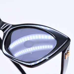 極美品 CHANEL シャネル キャッツアイ サングラス アイウェア 01943 94305 ココマーク ブラック ゴールド 中古 4a006799