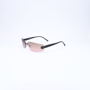 極美品 CHANEL シャネル リムレス サングラス アイウェア 4018 c.142/77 サイズ68□17 120 ココマーク マットブラック ブラウン 中古 4a006800