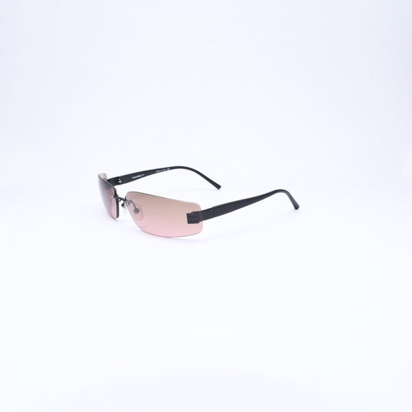 極美品 CHANEL シャネル リムレス サングラス アイウェア 4018 c.142/77 サイズ68□17 120 ココマーク マットブラック ブラウン 中古 4a006800