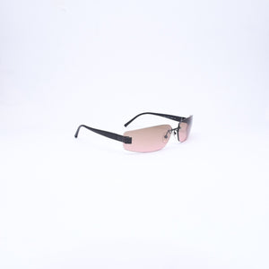 極美品 CHANEL シャネル リムレス サングラス アイウェア 4018 c.142/77 サイズ68□17 120 ココマーク マットブラック ブラウン 中古 4a006800