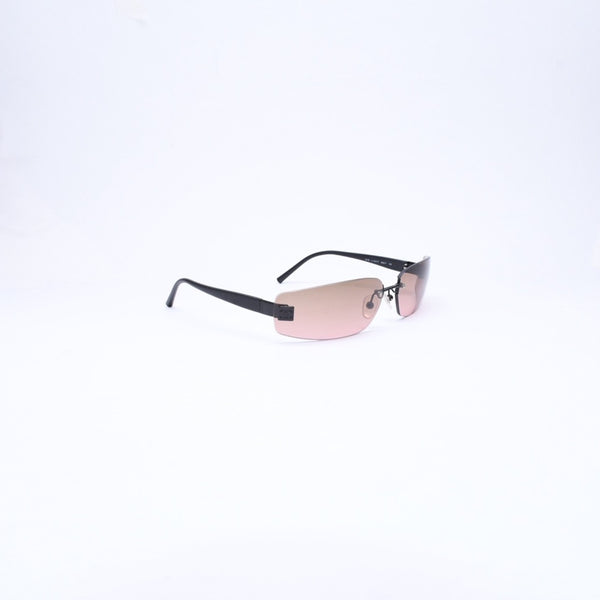 極美品 CHANEL シャネル リムレス サングラス アイウェア 4018 c.142/77 サイズ68□17 120 ココマーク マットブラック ブラウン 中古 4a006800