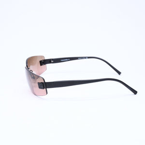 極美品 CHANEL シャネル リムレス サングラス アイウェア 4018 c.142/77 サイズ68□17 120 ココマーク マットブラック ブラウン 中古 4a006800