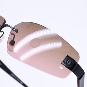 極美品 CHANEL シャネル リムレス サングラス アイウェア 4018 c.142/77 サイズ68□17 120 ココマーク マットブラック ブラウン 中古 4a006800