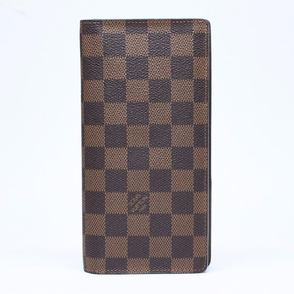 極美品 LOUIS VUITTON ルイヴィトン ダミエ ポルトフォイユブラザ 長財布 N60017 PVC レザー ブラウン ゴールド 中古 4a006574