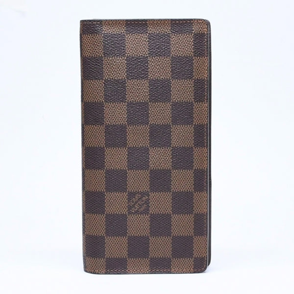 極美品 LOUIS VUITTON ルイヴィトン ダミエ ポルトフォイユブラザ 長財布 N60017 PVC レザー ブラウン ゴールド 中古 4a006574