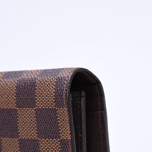 極美品 LOUIS VUITTON ルイヴィトン ダミエ ポルトフォイユブラザ 長財布 N60017 PVC レザー ブラウン ゴールド 中古 4a006574