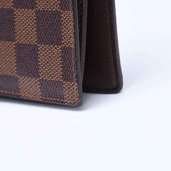極美品 LOUIS VUITTON ルイヴィトン ダミエ ポルトフォイユブラザ 長財布 N60017 PVC レザー ブラウン ゴールド 中古 4a006574