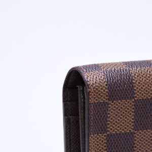 極美品 LOUIS VUITTON ルイヴィトン ダミエ ポルトフォイユブラザ 長財布 N60017 PVC レザー ブラウン ゴールド 中古 4a006574