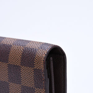 極美品 LOUIS VUITTON ルイヴィトン ダミエ ポルトフォイユブラザ 長財布 N60017 PVC レザー ブラウン ゴールド 中古 4a006574