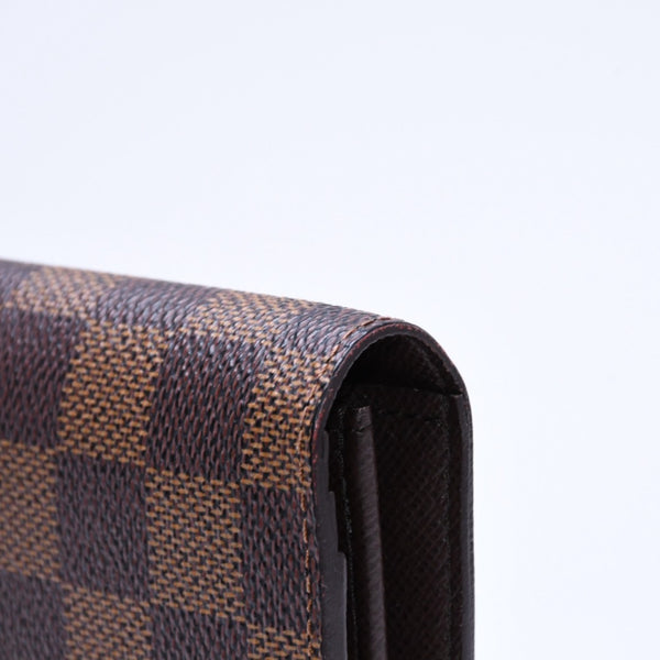 極美品 LOUIS VUITTON ルイヴィトン ダミエ ポルトフォイユブラザ 長財布 N60017 PVC レザー ブラウン ゴールド 中古 4a006574