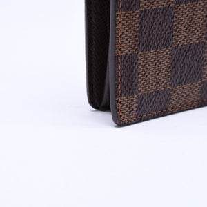 極美品 LOUIS VUITTON ルイヴィトン ダミエ ポルトフォイユブラザ 長財布 N60017 PVC レザー ブラウン ゴールド 中古 4a006574