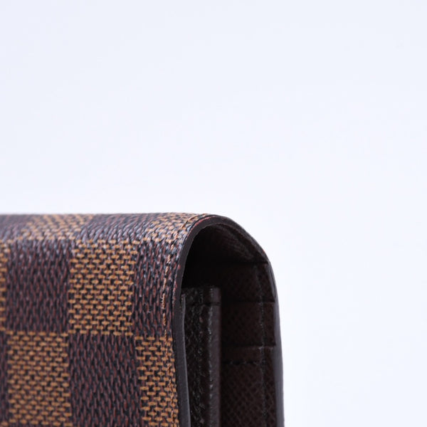 極美品 LOUIS VUITTON ルイヴィトン ダミエ ポルトフォイユブラザ 長財布 N60017 PVC レザー ブラウン ゴールド 中古 4a006574