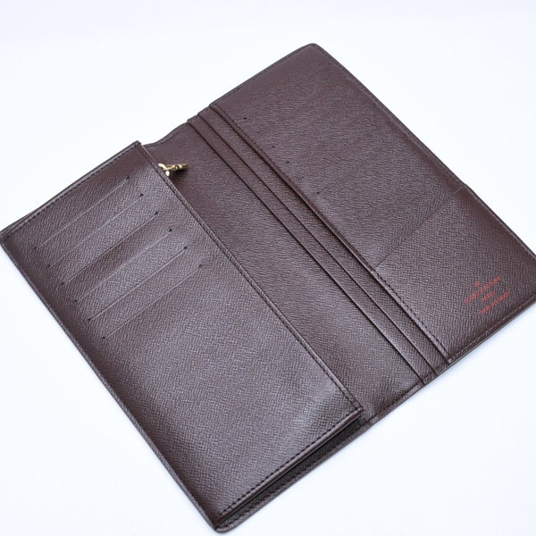 極美品 LOUIS VUITTON ルイヴィトン ダミエ ポルトフォイユブラザ 長財布 N60017 PVC レザー ブラウン ゴールド 中古 4a006574