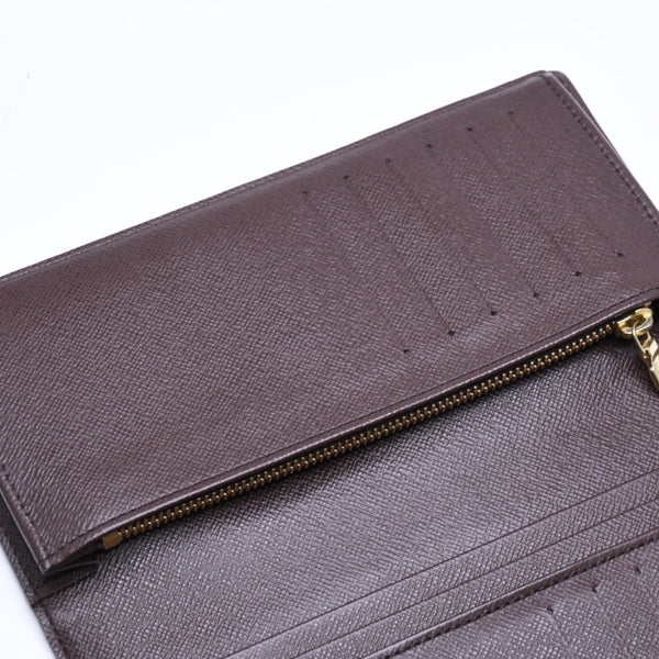 極美品 LOUIS VUITTON ルイヴィトン ダミエ ポルトフォイユブラザ 長財布 N60017 PVC レザー ブラウン ゴールド 中古 4a006574