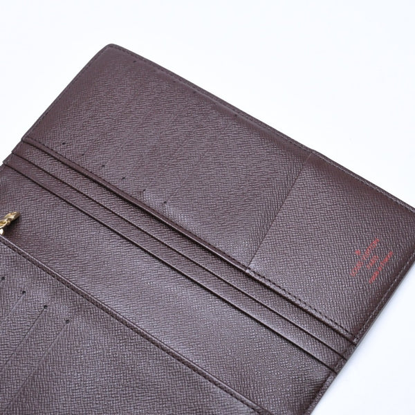極美品 LOUIS VUITTON ルイヴィトン ダミエ ポルトフォイユブラザ 長財布 N60017 PVC レザー ブラウン ゴールド 中古 4a006574