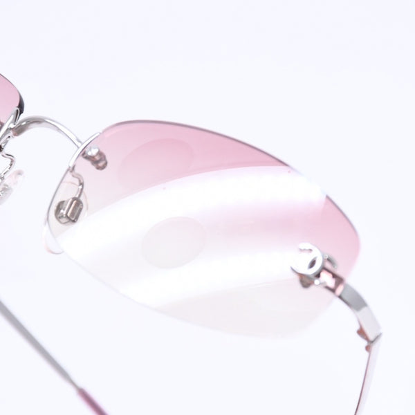 極美品 CHANEL シャネル リムレス サングラス アイウェア 4002 c.124/58 サイズ57□19 130 ココマーク ピンク グラデーション 中古 4a006801